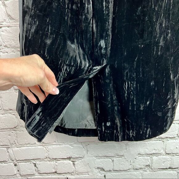 Vintage 80s Morgan TaylorCrushed Velvet Tuxedo Striped Pencil Skirt - Picture 5 of 10